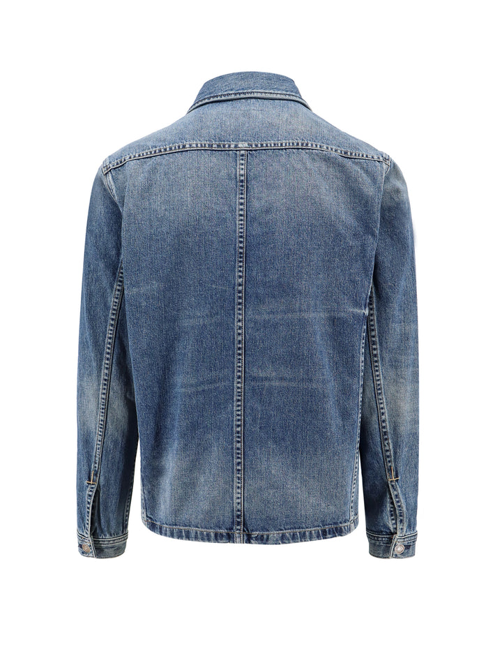 Denim jacket with logo label