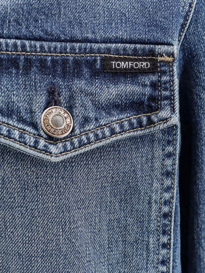 Denim jacket with logo label