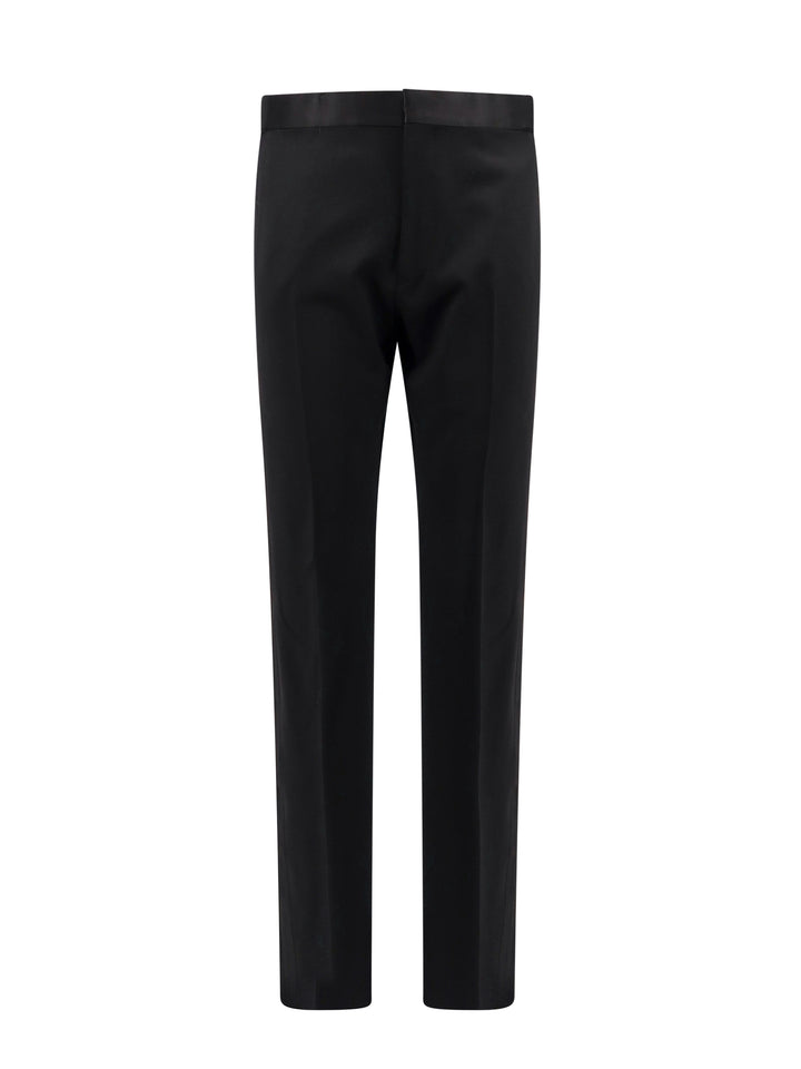 Virgin wool trouser with satin profiles