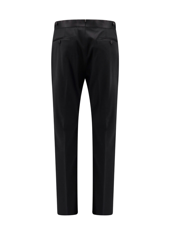 Virgin wool trouser with satin profiles