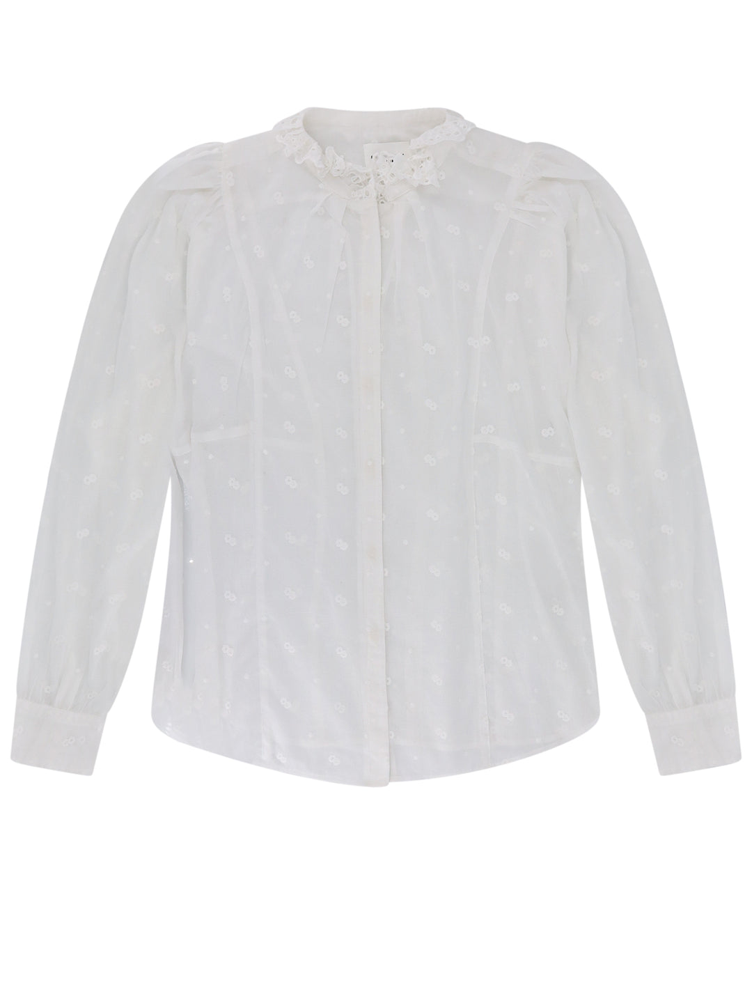 Biologic cotton shirt with all-over embroideries