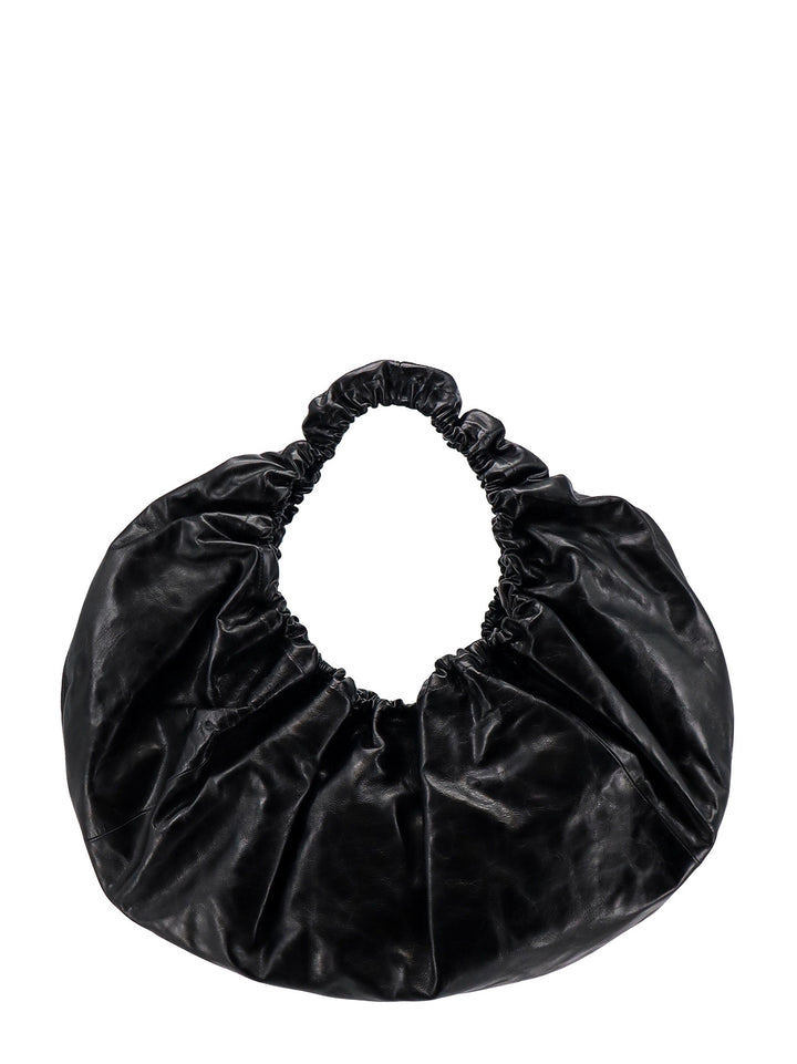 Craquelé leather large shoulder bag