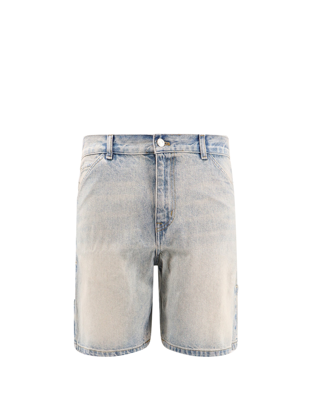 Denim bermuda shorts with embroidered logo