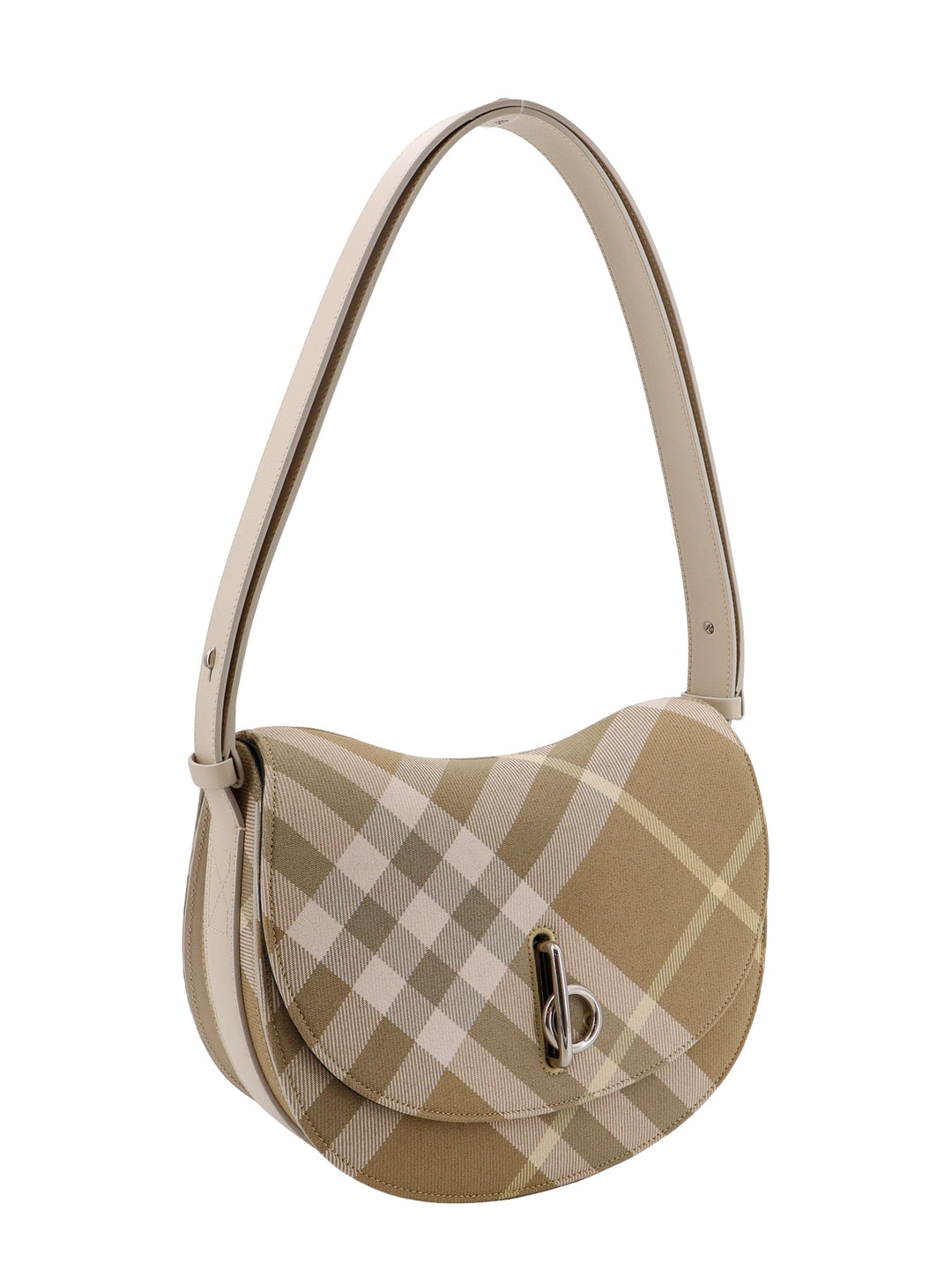 Coated canvas shoulder bag with check motif