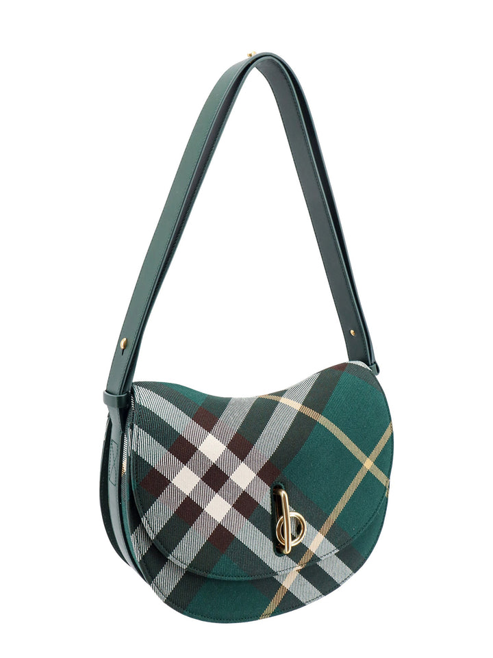 Wool blend shoulder bag with check motif