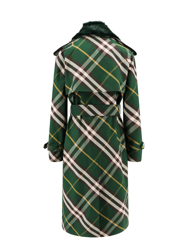 Cotton trench with check motif