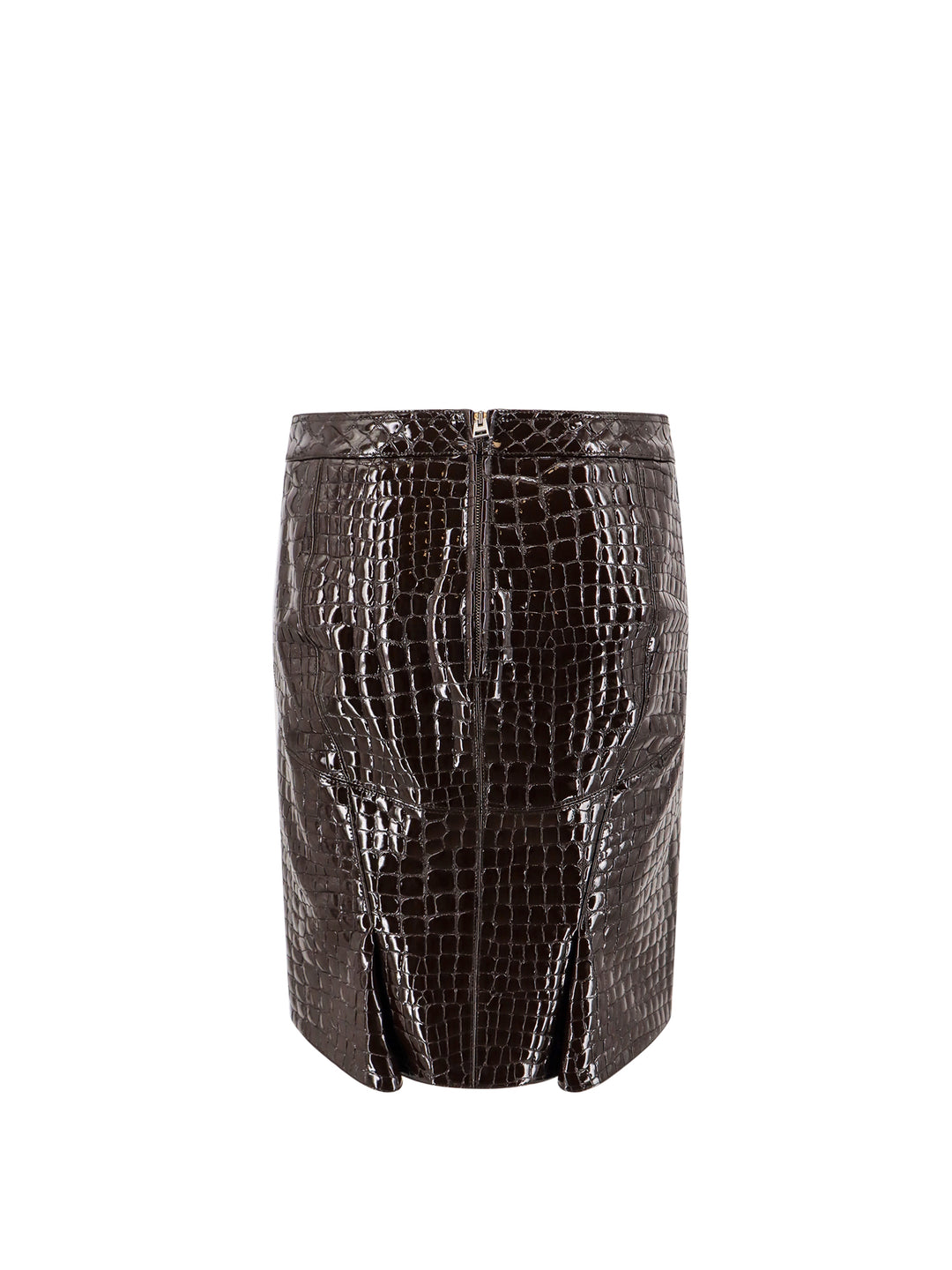 Glossy Croco goat leather skirt