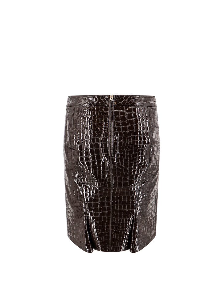 Glossy Croco goat leather skirt