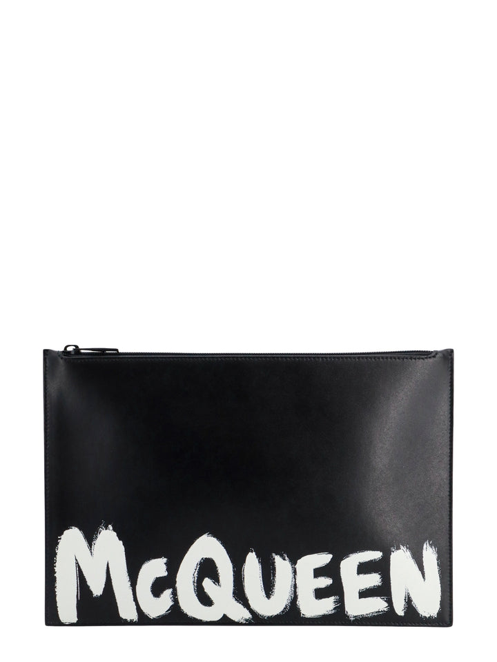 Leather clutch with McQueen Graffiti logo