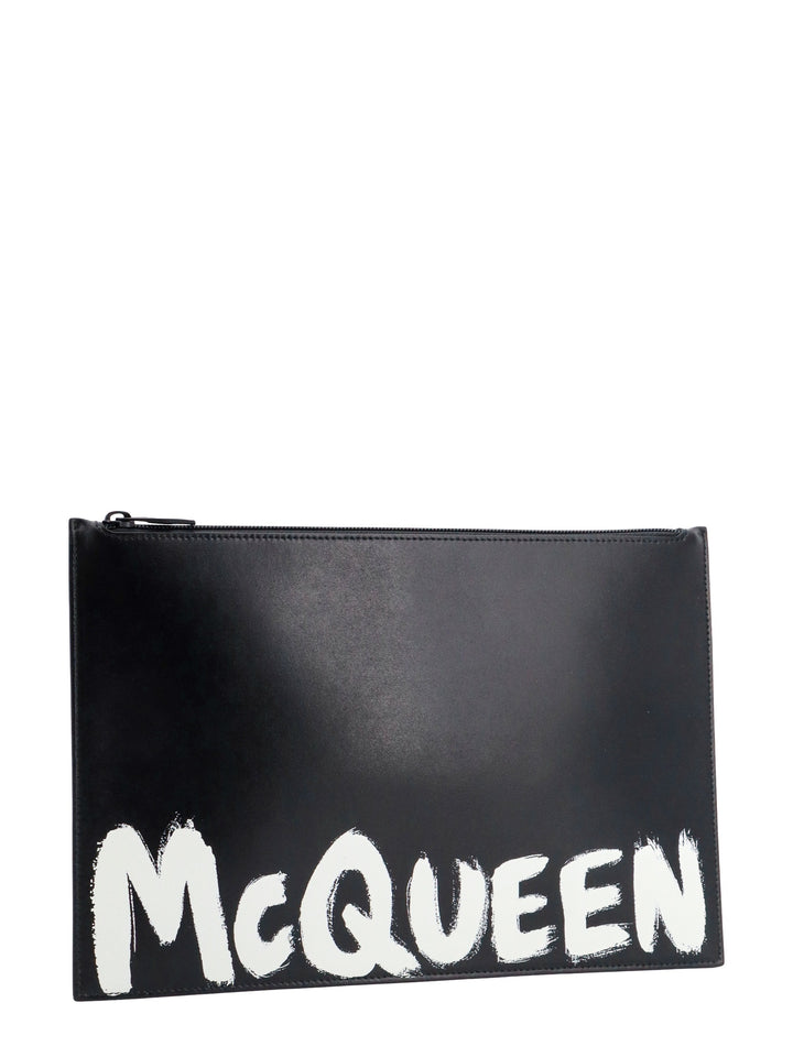 Leather clutch with McQueen Graffiti logo