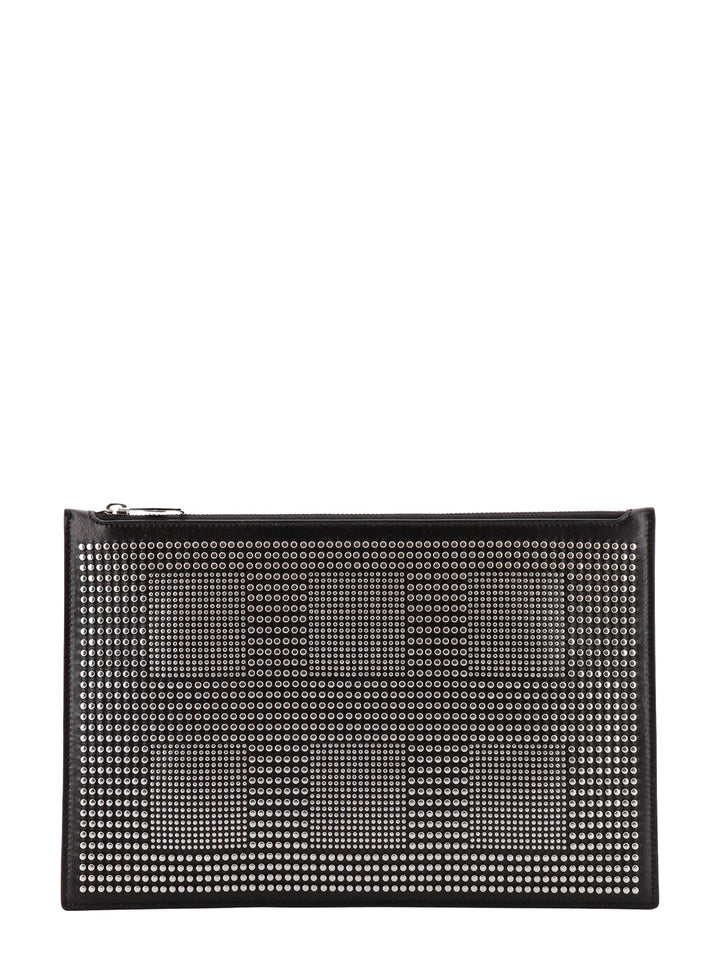 Leather clutch with metal studs