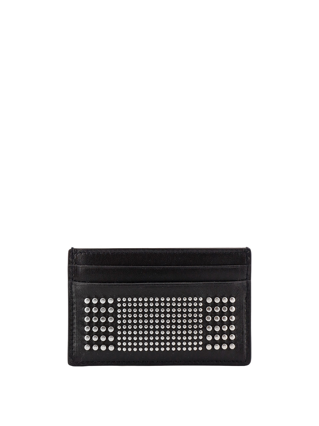 Leather card holder with studs