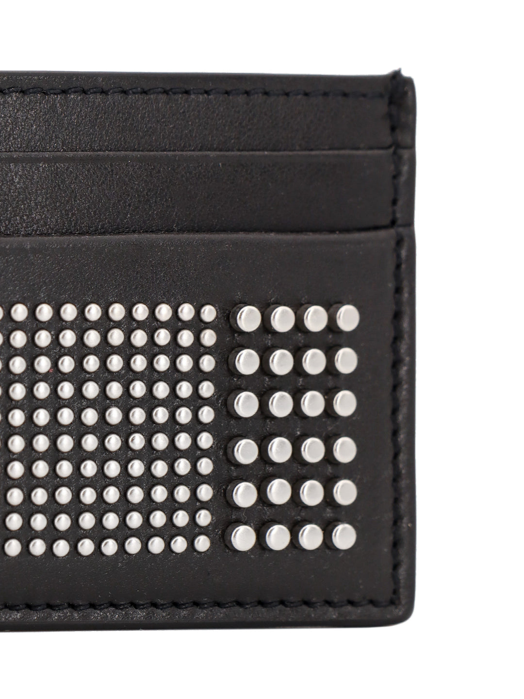 Leather card holder with studs