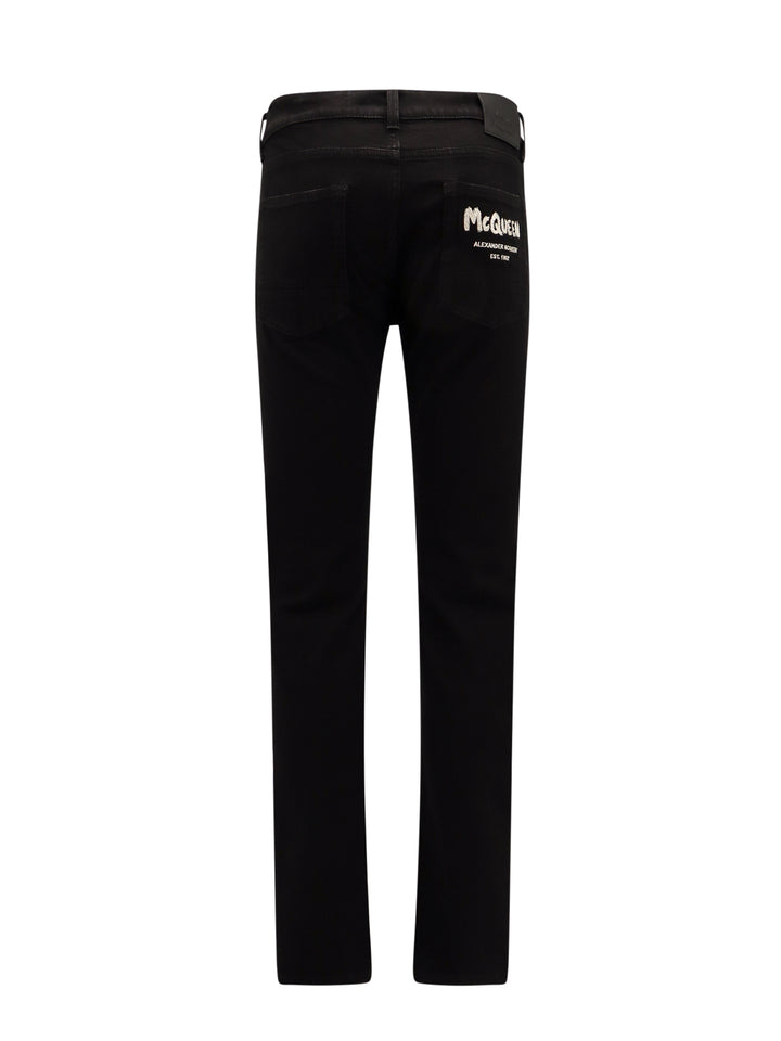 Stretch cotton trouser with McQueen Graffiti logo