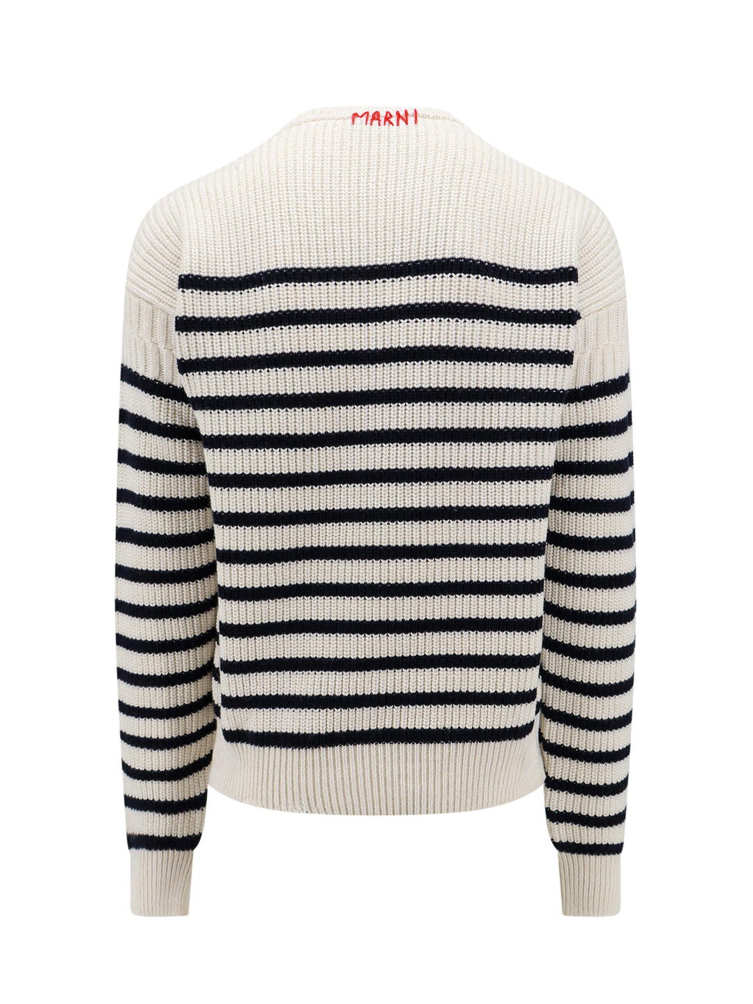 Virgin wool sweater with striped motif