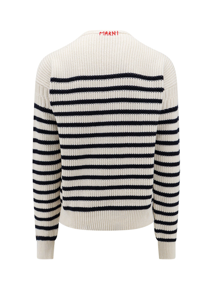 Virgin wool sweater with striped motif