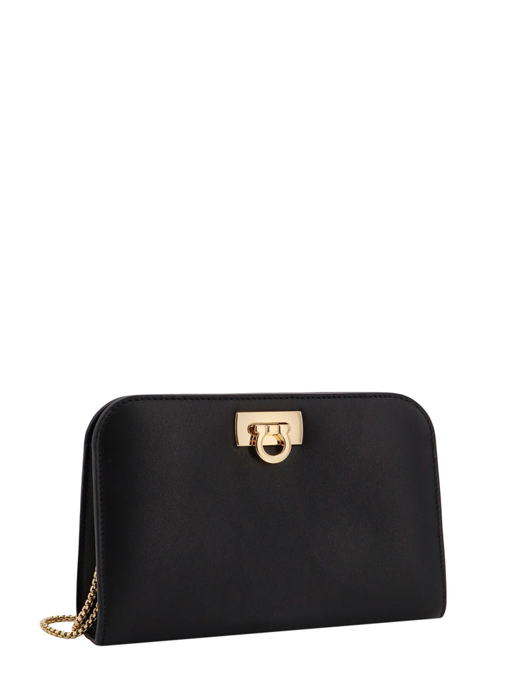 Leather shoulder bag with iconic Gancini detail