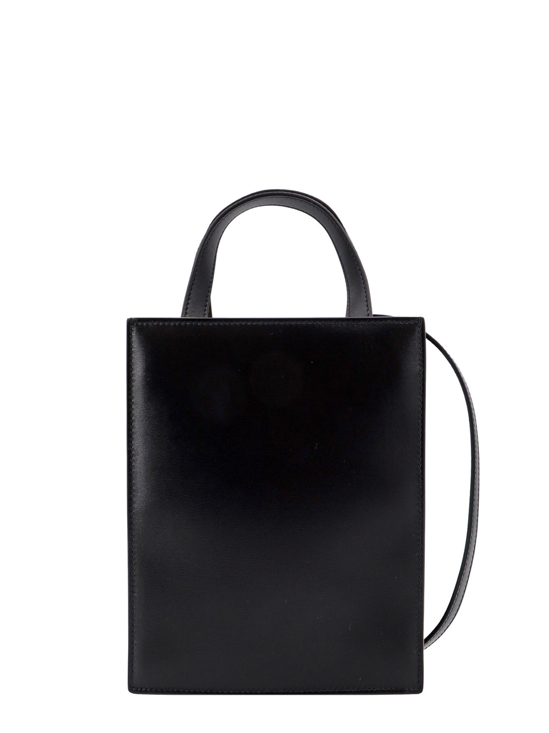 Leather handbag with Gancini metal logo