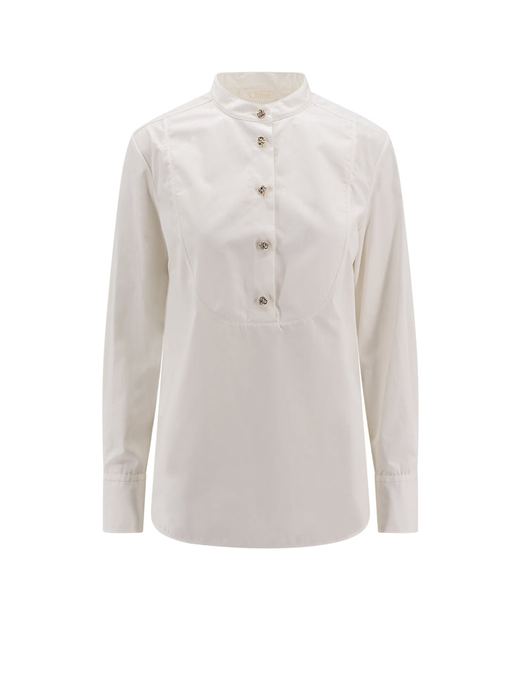 Cotton shirt with metal buttons