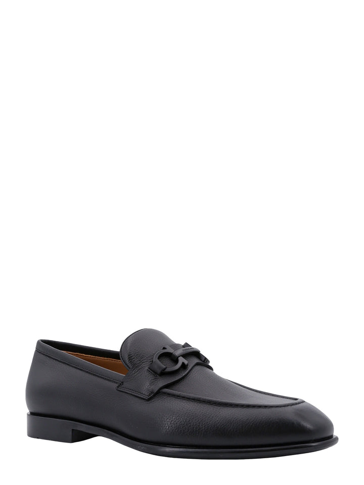 Leather loafer with Gancini metal detail