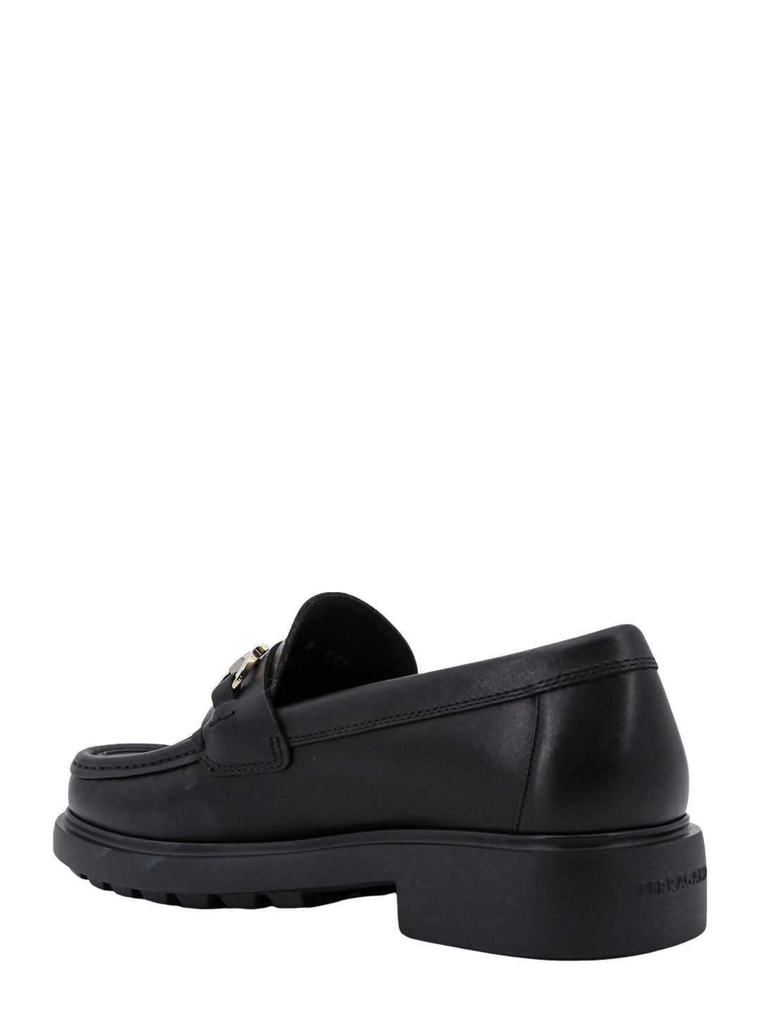 Leather loafer with Gancini metal detail