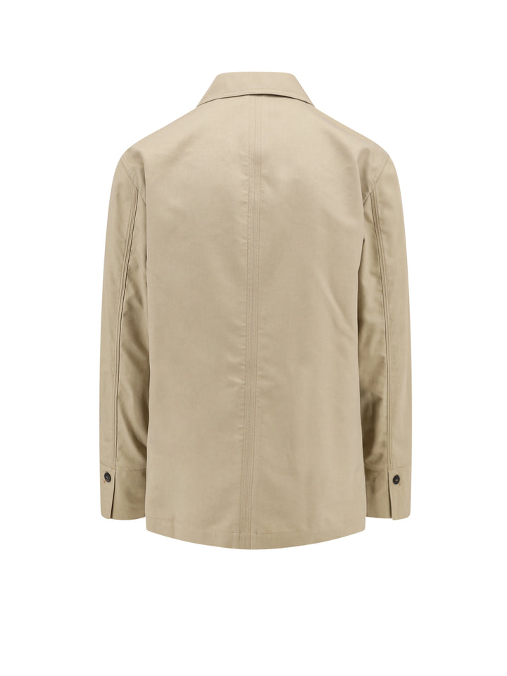 Cotton and viscose jacket with Gancini leather patch