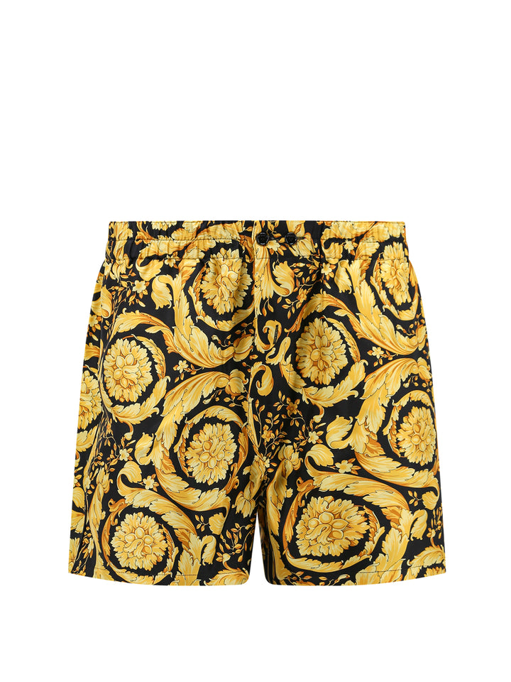 Silk pajama shorts with Barocco print