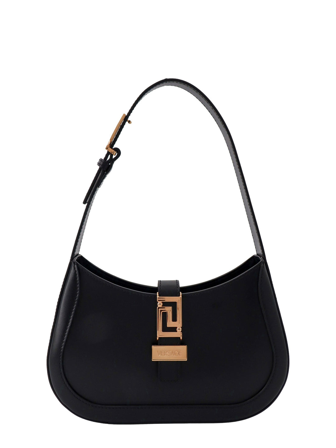 Leather shoulder bag with metal La Greca detail