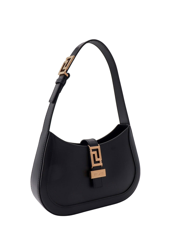 Leather shoulder bag with metal La Greca detail