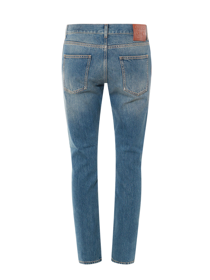 Cotton jeans with back logo patch