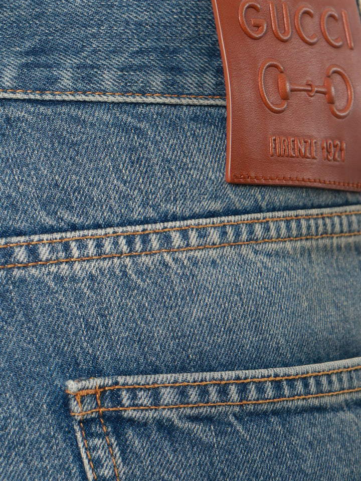 Cotton jeans with back logo patch