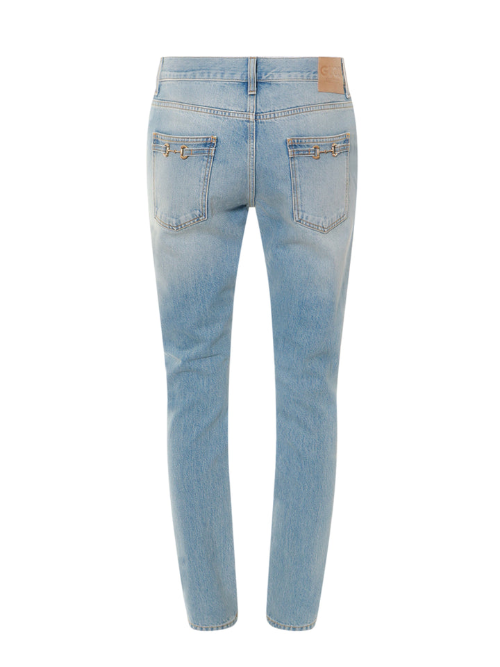 Cotton jeans with back iconic horsebits