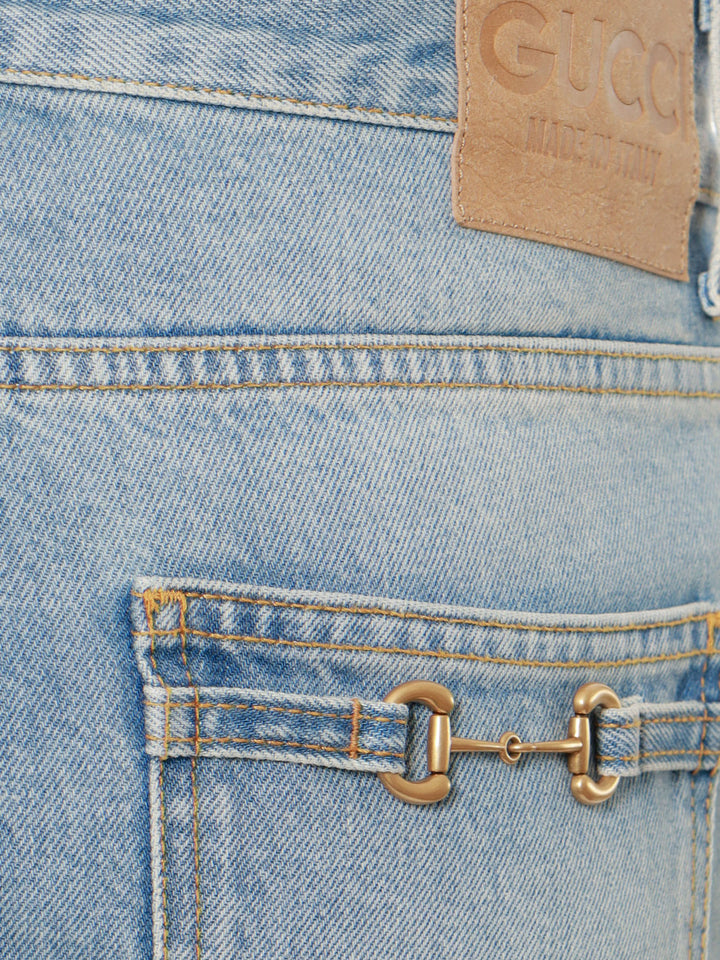 Cotton jeans with back iconic horsebits