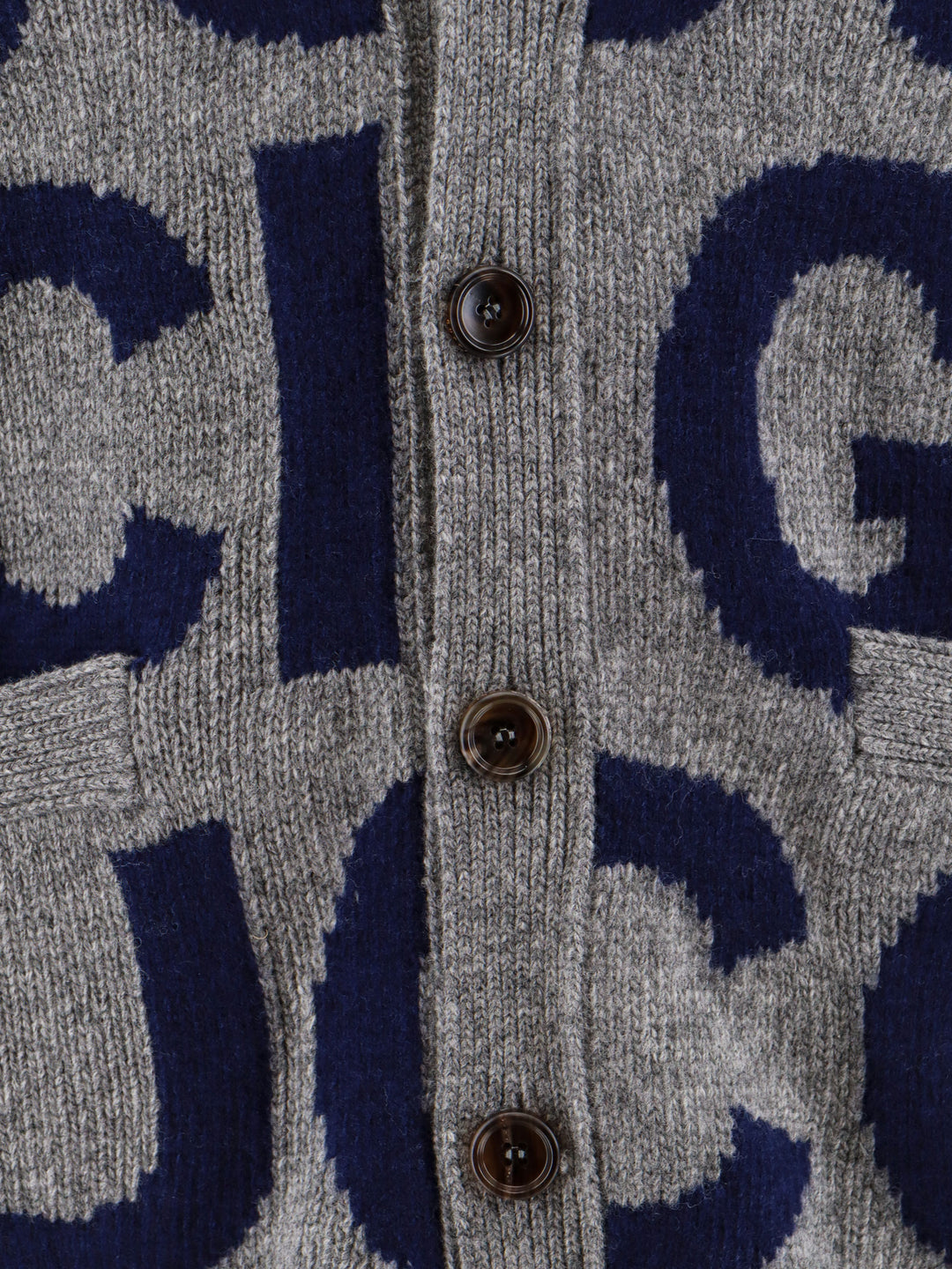 Wool cardigan with all-over logo