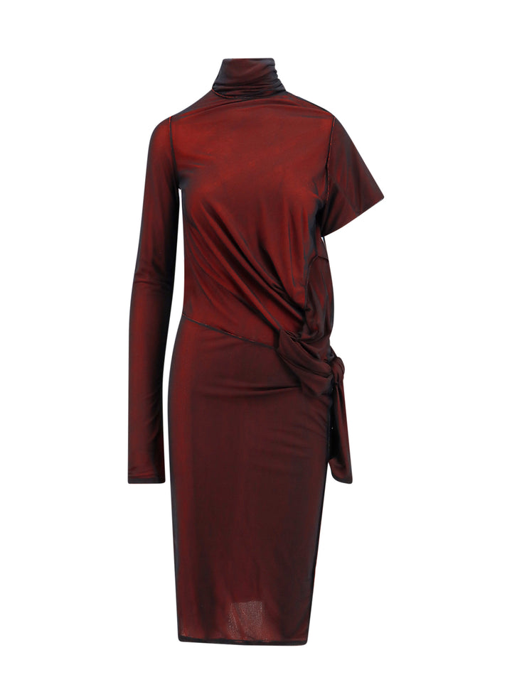 Viscose dress with asymmetric sleeves