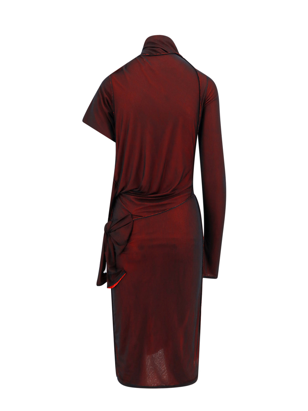 Viscose dress with asymmetric sleeves