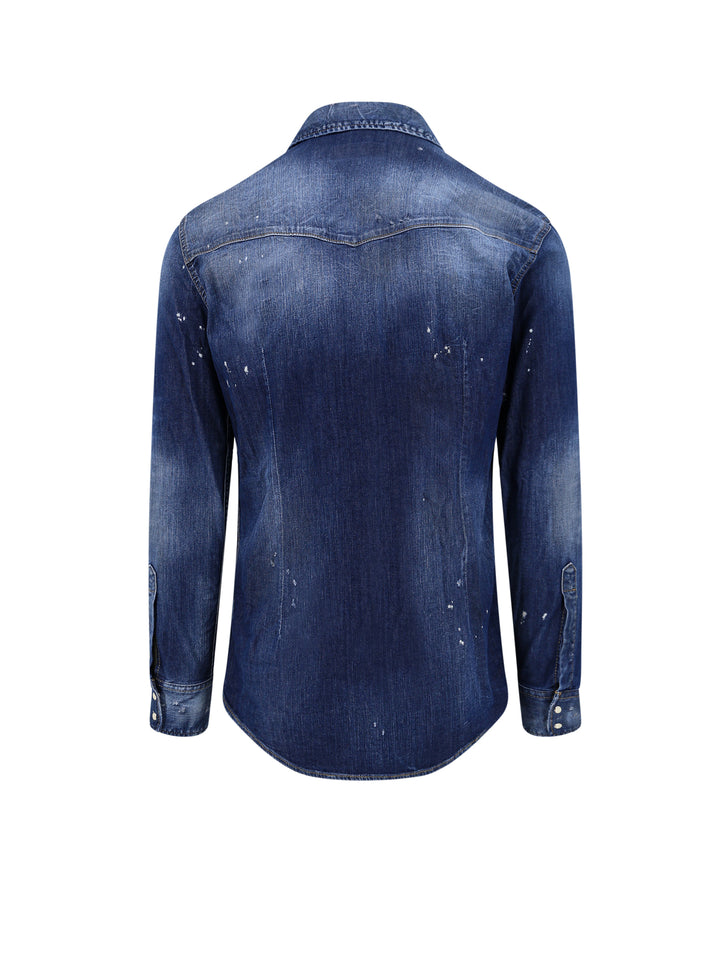 Denim shirt with bleached effect