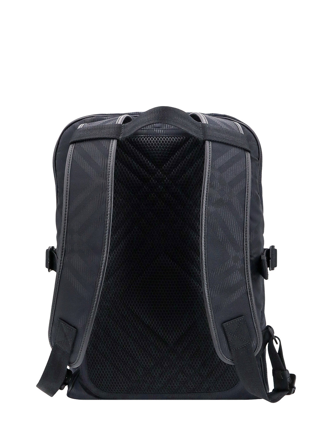 Nylon and leather backpack with check motif