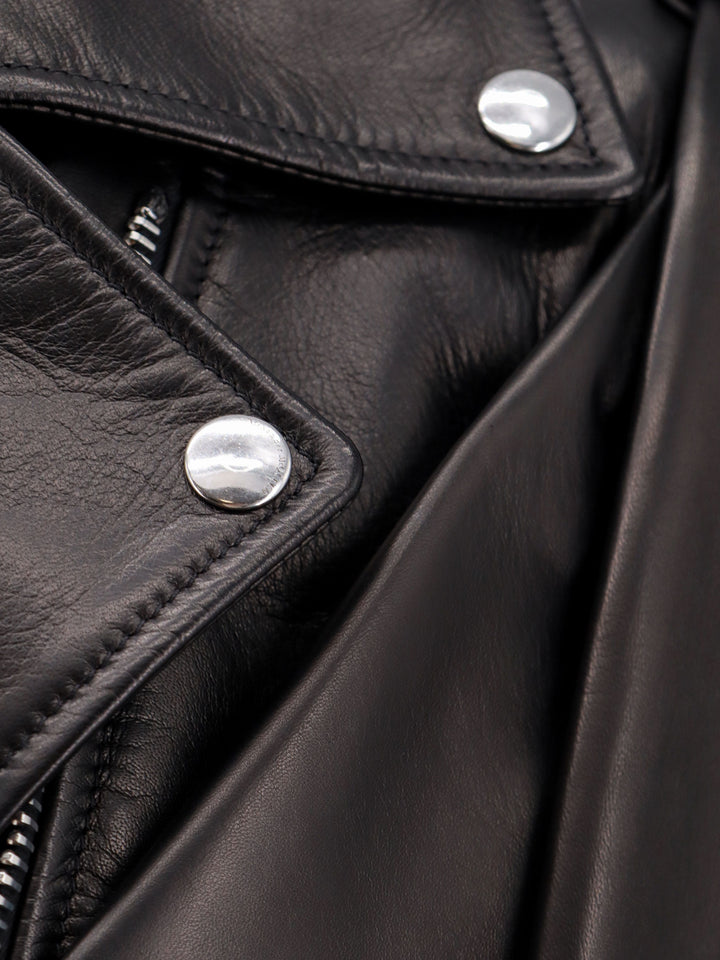 Sleeveless leather jacket with Knotted Drapery