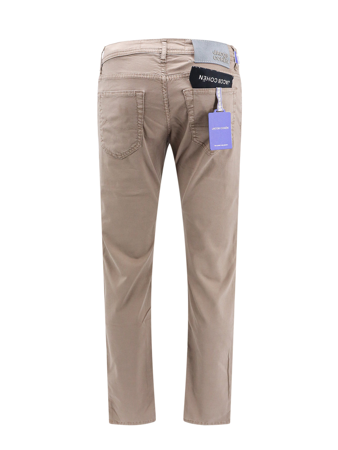 Cotton slim trouser with back logo patch