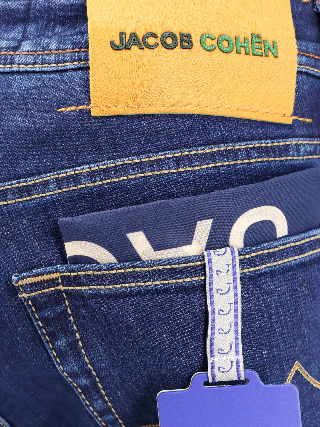 Cotton slim jeans with back logo patch