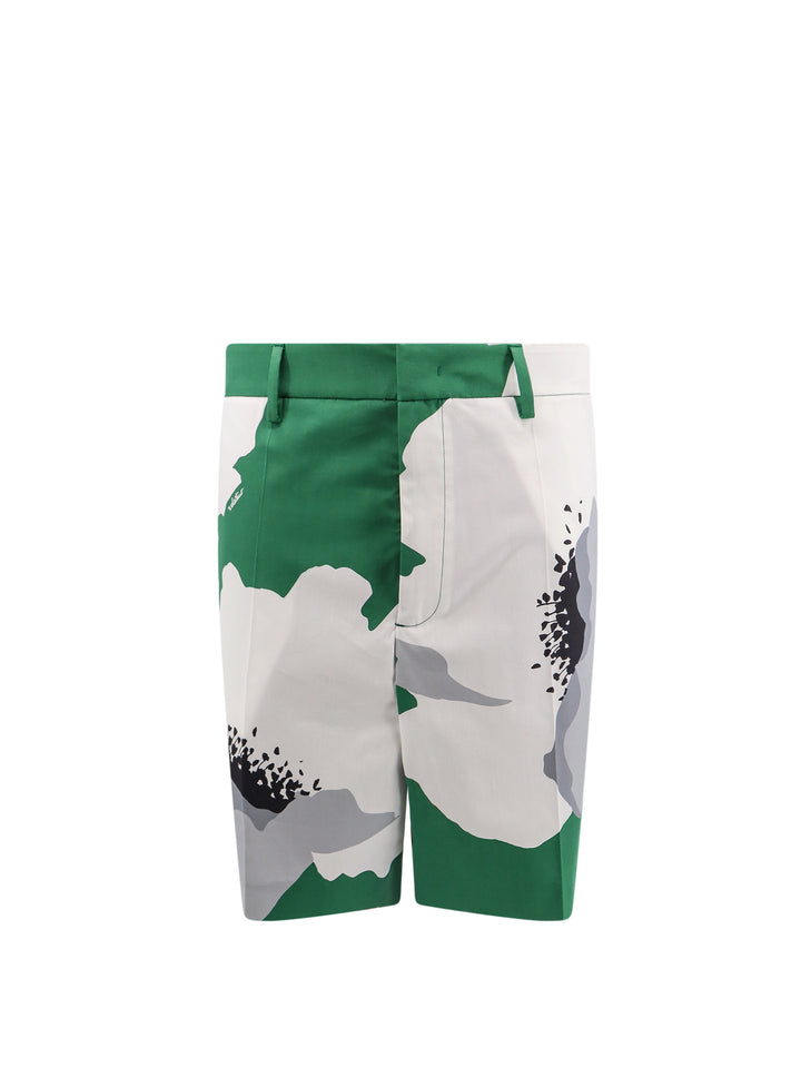 Cotton bermuda shorts with  Valentino Flower Portrait print