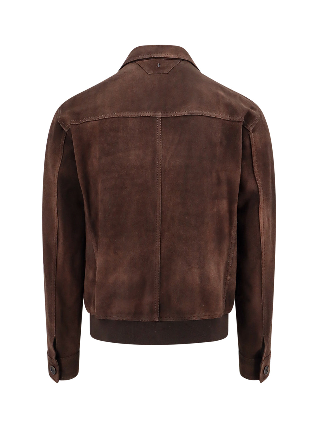 Suede jacket with stitched profiles