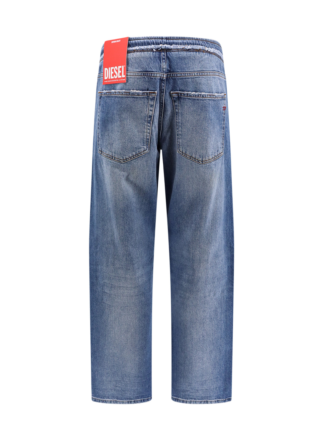 Cotton jeans with frayed profiles