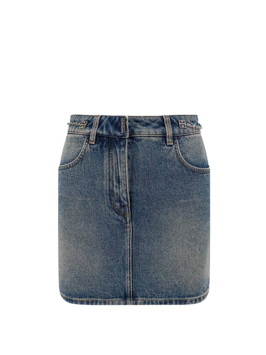 Denim skirt with 4G chain