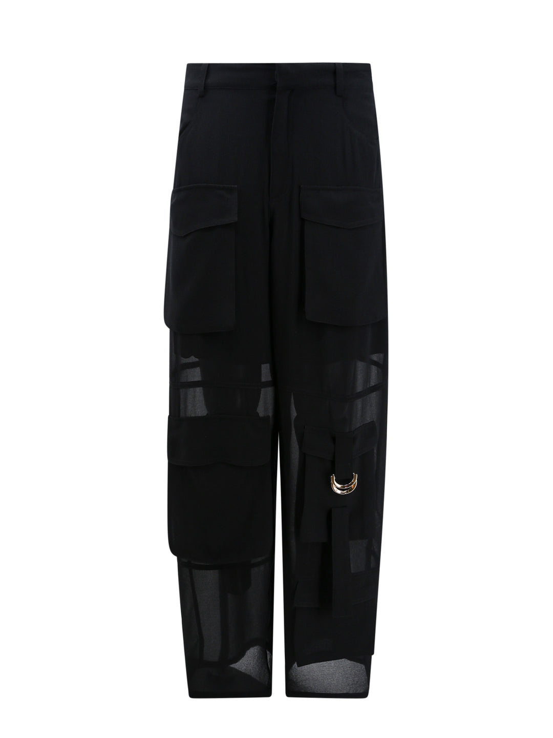 Nylon cargo trouser with metal details