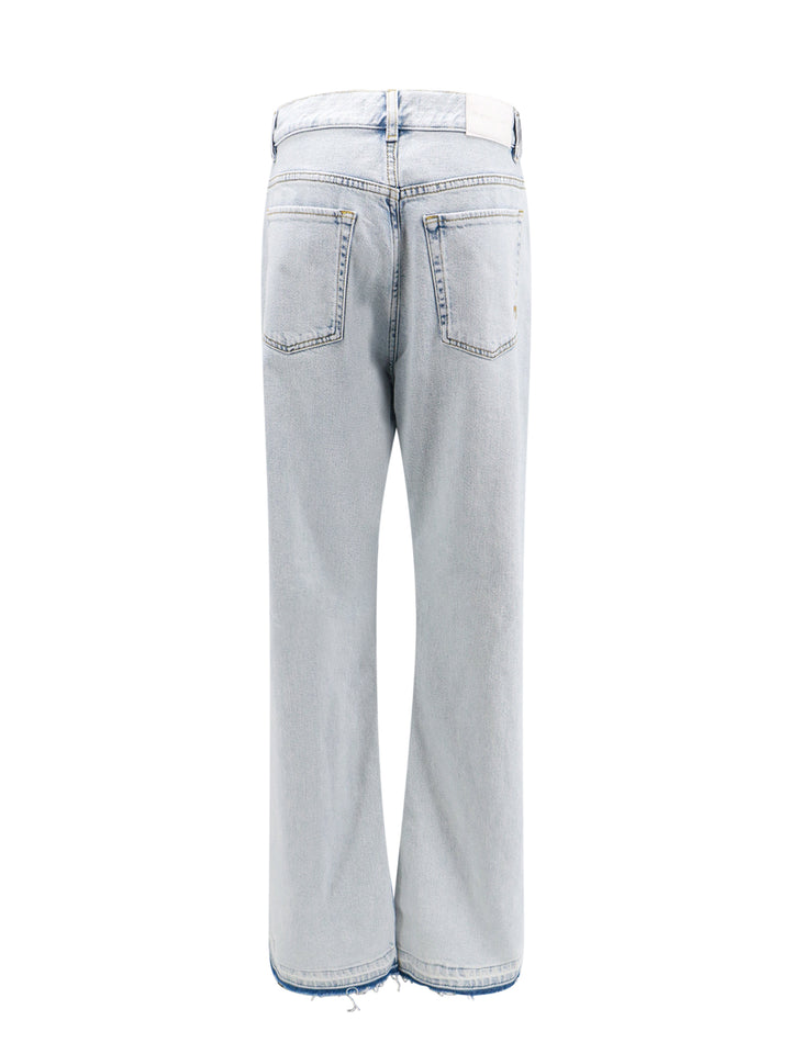 Stretch cotton jeans with back logo patch