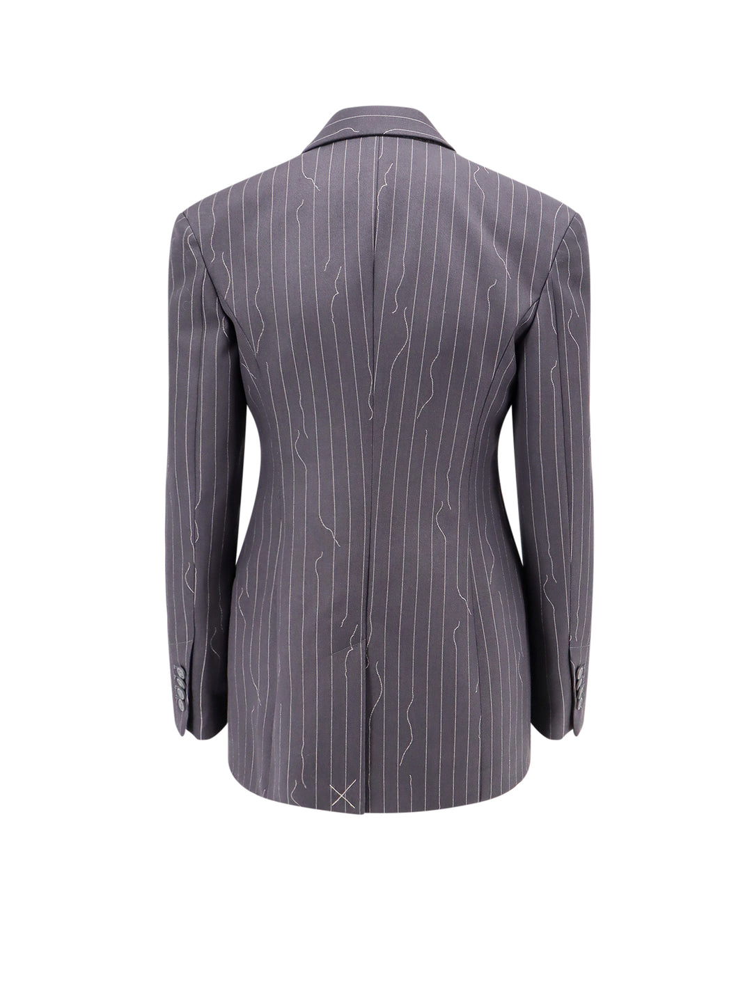 Pinstripe fabric blazer with shoulder pads