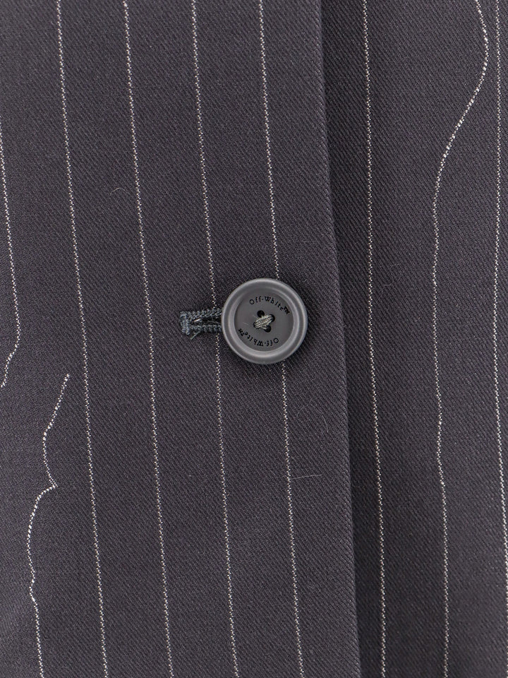 Pinstripe fabric blazer with shoulder pads