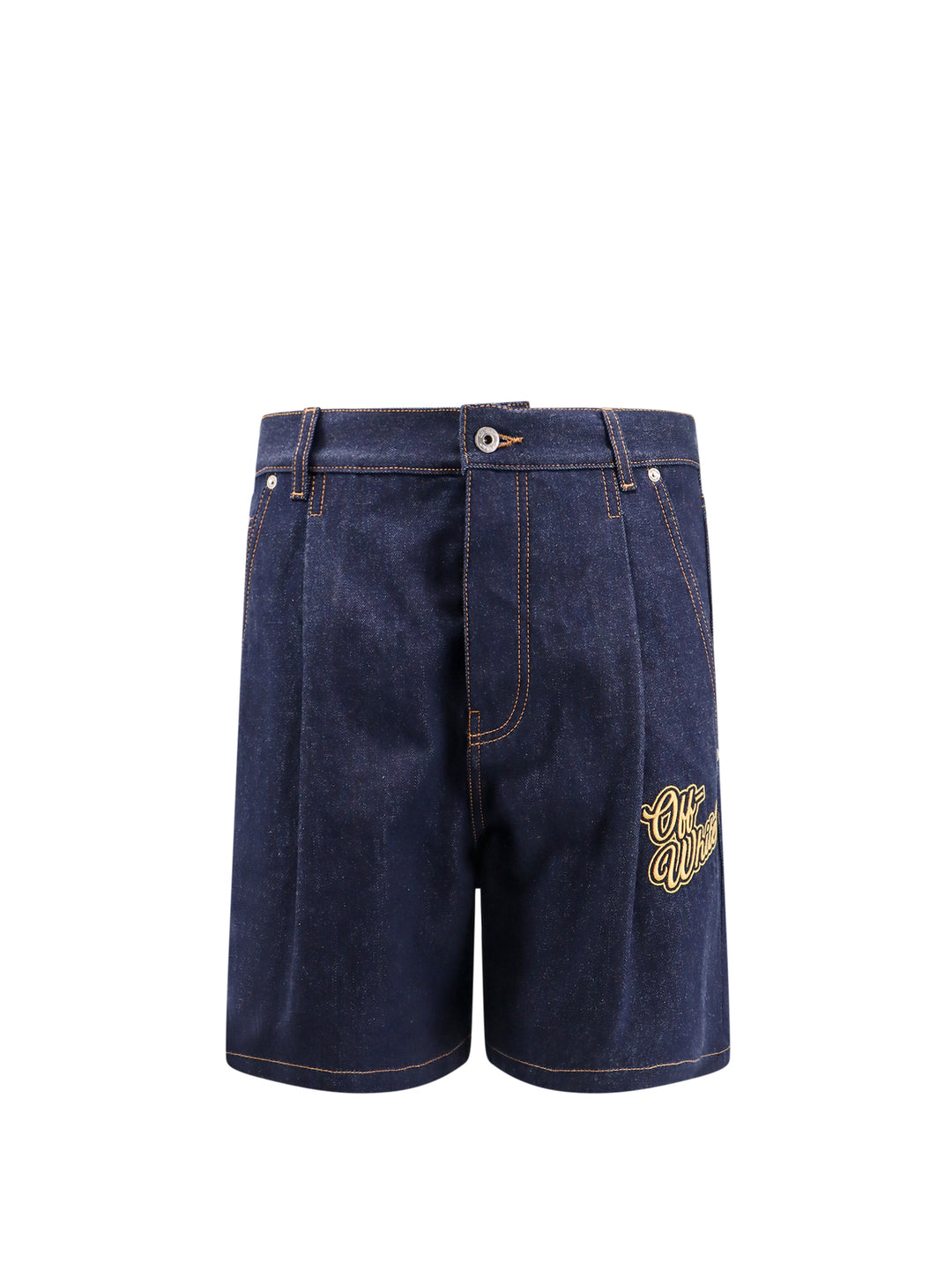 Denim bermuda shorts with '90s Logo